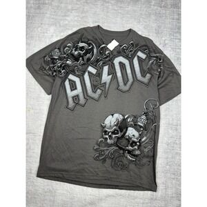 ACDC Shirt Mens XL Gray Liquid Blue Y2K 2009 Band Rock Concert Retro